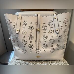 Coach Cream Floral Cutout Tote